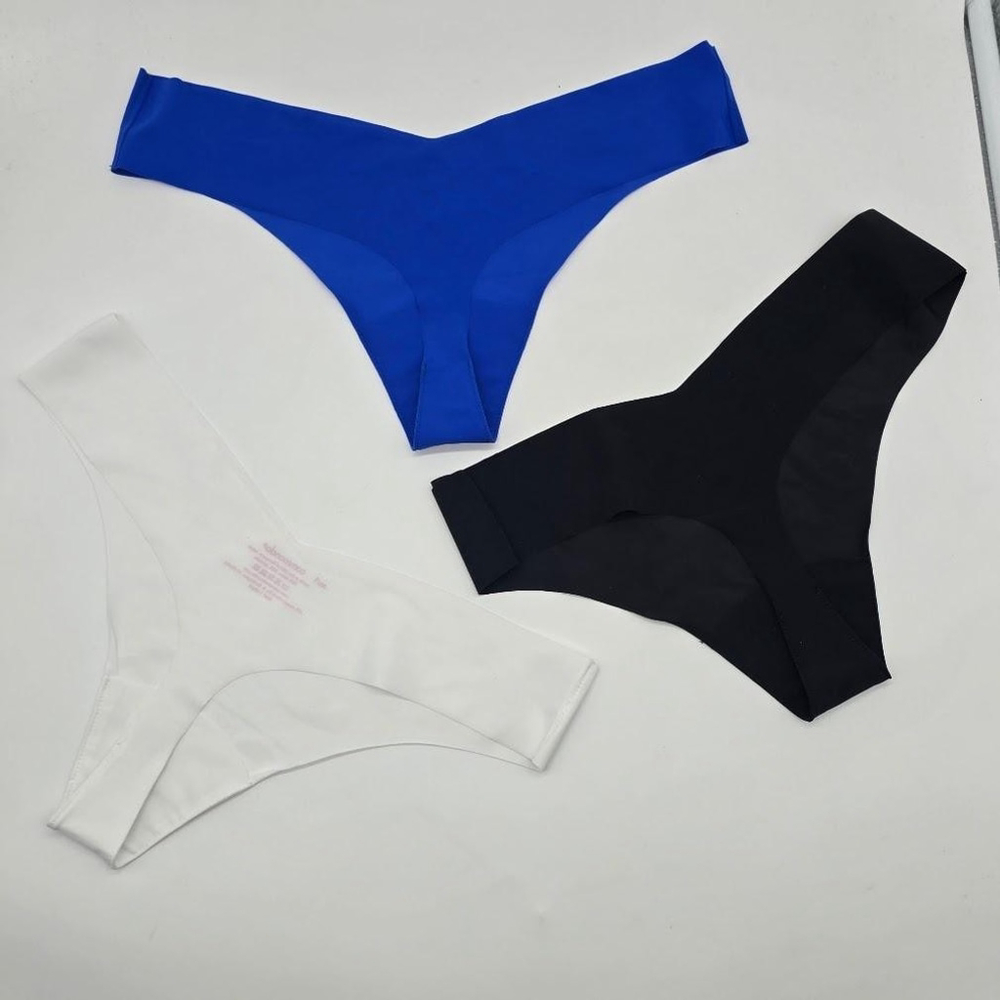 Commando Thong 3-Pack Women’s M/L Black White Blue Seamless No-Show USA NWOT - Picture 8 of 15